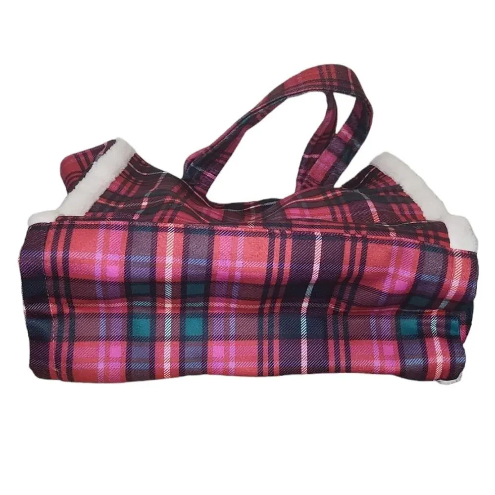 Victoria’s Secret VS Limited Edition 2022 Holiday Fleece Trim Plaid Tote… - Picture 3 of 6